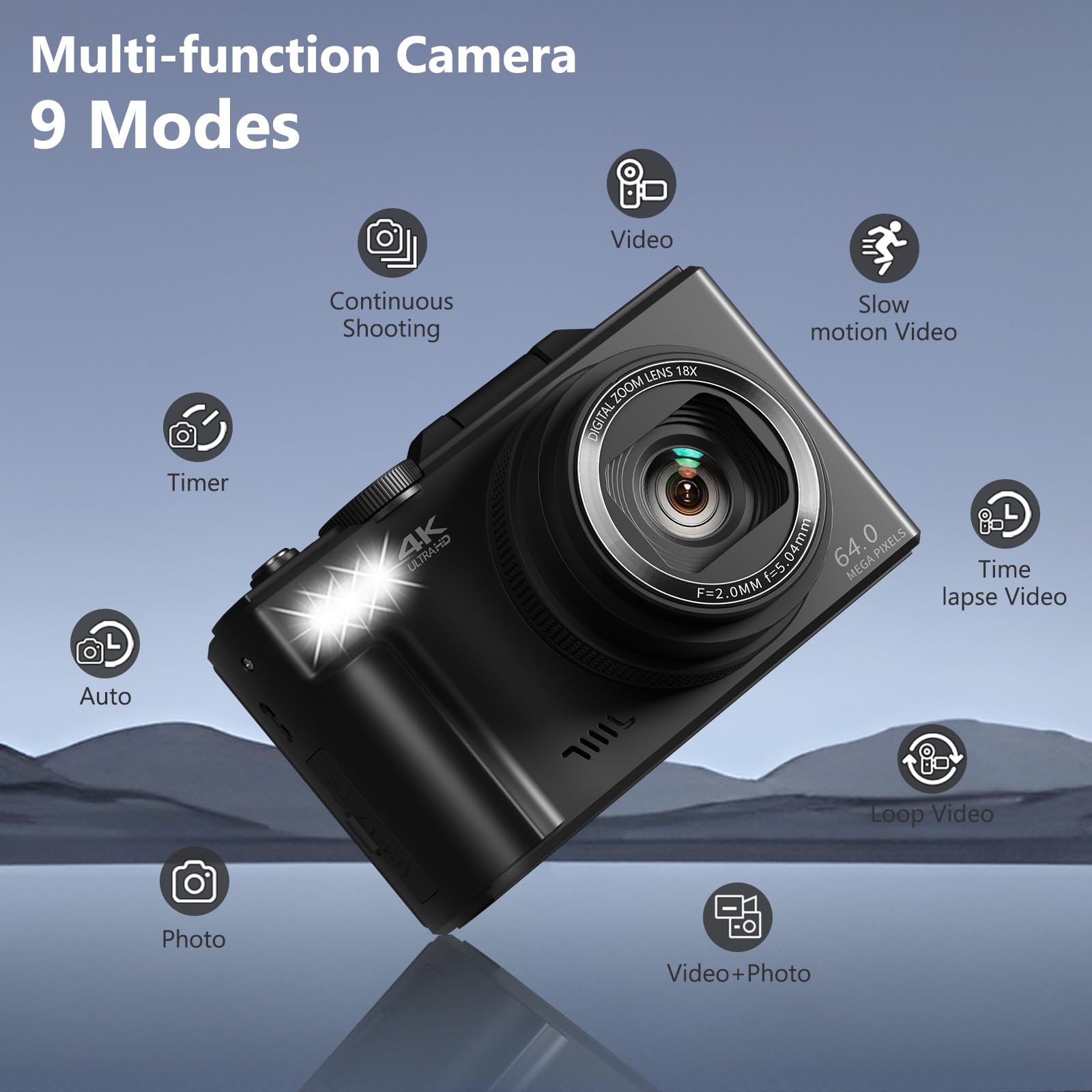 كاميرا رقمية 4K للتصوير الفوتوغرافي