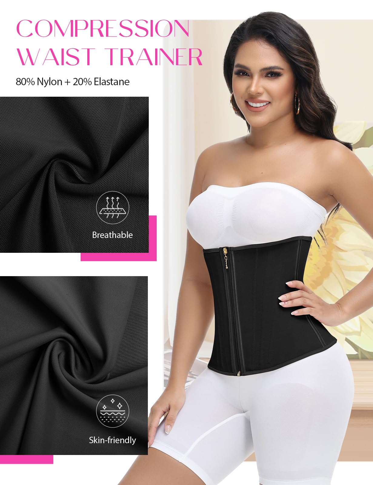 مشدّ خصر نسائي أصلي مستورد من كولومبيا، للتحكم في البطن ورفع الأرداف، مشدّ رياضي للخصر، مشدّ ما بعد الولادة، مزود بسحاب.