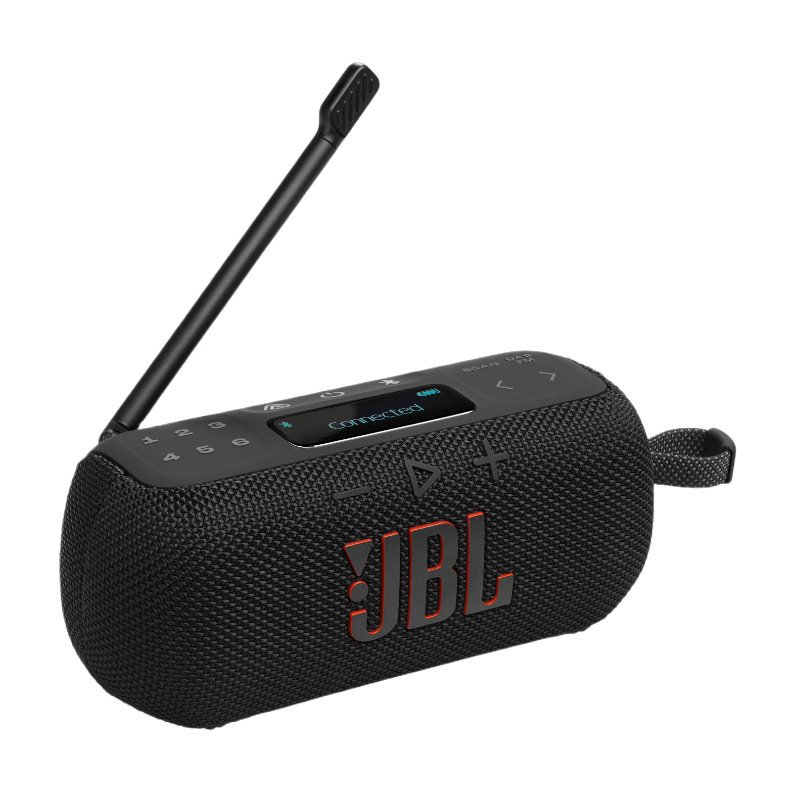 جهاز JBL 2 في 1: راديو ومشغل بلوتوث — صوت فائق النقاء، مدة تشغيل تصل إلى 15 ساعة، مقاوم للماء والغبار (أسود)